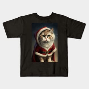 Cute Cat portrait Christmas vibes Kids T-Shirt